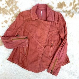 Free People Linen Rosewood Pink Linen Jack…